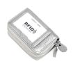Silver Genuine Leather RFID Blocking Card Holder Wallet, Dual Zipper, 10.5x7x4cm - 1