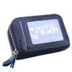 Genuine Leather RFID Blocking Card Holder Wallet, Dark Blue, 10.5x7x4cm - 2