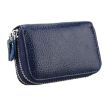 Genuine Leather RFID Blocking Card Holder Wallet, Dark Blue, 10.5x7x4cm - 3