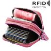 Pink Genuine Leather Card Holder Wallet RFID Blocking, 10.5x7.0x4.0cm - 1