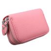 Pink Genuine Leather Card Holder Wallet RFID Blocking, 10.5x7.0x4.0cm - 3