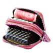 Pink Genuine Leather Card Holder Wallet RFID Blocking, 10.5x7.0x4.0cm - 5