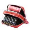 Red Genuine Leather Card Holder Wallet - RFID Blocking, Dual Zipper, 10.5x7x4cm - 5