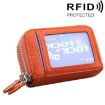 Genuine Leather RFID Blocking Card Holder Wallet, Brown, 10.5x7.0x4.0cm - 1
