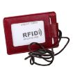 Red KB153 Antimagnetic RFID Leather Card Holder with Lanyard - 2