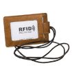 KB153 RFID Leather Card Holder ID Badge with Lanyard - Yellowish-brown - 2