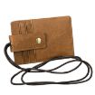 KB153 RFID Leather Card Holder ID Badge with Lanyard - Yellowish-brown - 3