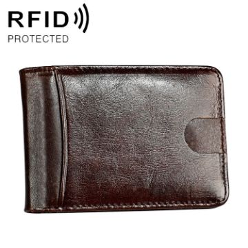KB186 RFID Leather Billfold Card Wallet, Antimagnetic, Unisex, Coffee - 1