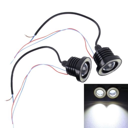 2 PCS 2.5" 10W 900LM 6500K Car Angel Eyes Fog Lamp, 20cm Cable, White - 1