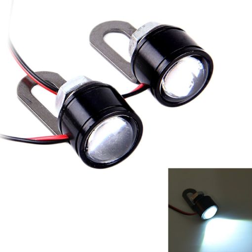 2 PCS 12V 3W White LED Strobe Lights for Motorcycle, 90cm Wire Length - 1