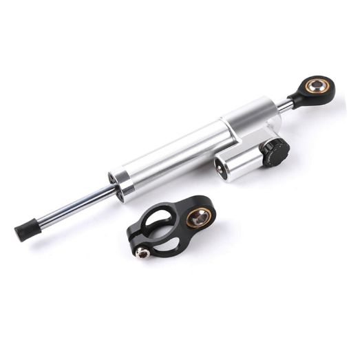 Universal Motorcycle Handlebar Steering Stabilizer Damper Shock Absorber (Silver) - 1