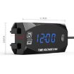 2 in 1 Motorcycle Voltmeter + Clock, Digital Display, 6-30V, IP67, Blue - 2