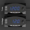 2 in 1 Motorcycle Voltmeter + Clock, Digital Display, 6-30V, IP67, Blue - 4