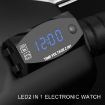 2 in 1 Motorcycle Voltmeter + Clock, Digital Display, 6-30V, IP67, Blue - 6