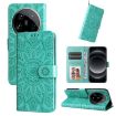 Xiaomi 14 Ultra Green Sunflower Embossed Leather Phone Case - 1