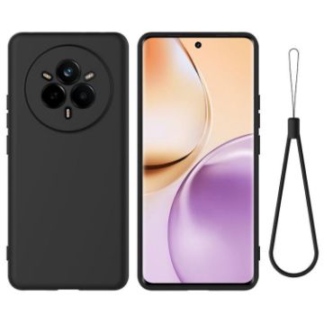 Realme 14 Pro+ Black Liquid Silicone Dropproof Full Coverage Case - 1