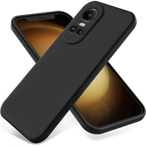 OPPO Reno10/Reno10 Pro Black Liquid Silicone Dropproof Phone Case - 1
