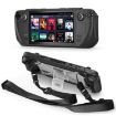 Shockproof Game Console Case for Steam Deck with Holder & Strap (Black+Transparent) - 1