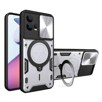 Motorola Edge 30 Fusion Silver Camshield Magnetic Holder Phone Case - 1