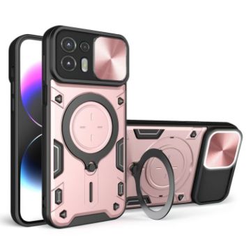 Motorola Edge 20 Lite Pink CD Texture Camshield Magnetic Holder Case - 1