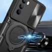 Motorola Moto G62 CD Texture Camshield Magnetic Holder Case (Black) - 4