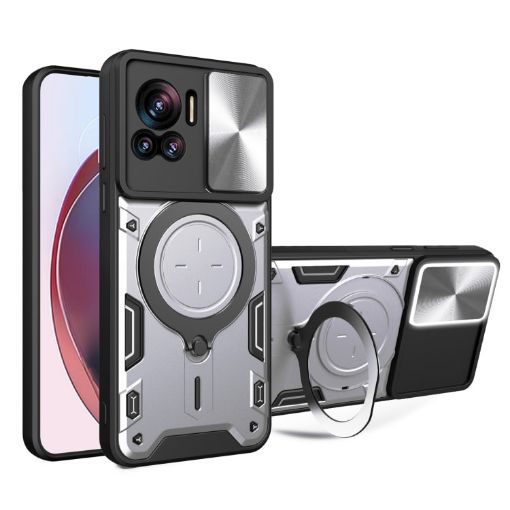 Motorola Edge 30 Ultra Silver Camshield Magnetic Holder Phone Case - 1
