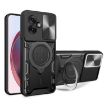 Moto G55 CD Texture Camshield Magnetic Holder Case - Black - 1