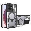 Moto G55 CD Texture Camshield Magnetic Holder Case - Silver - 1