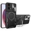 Motorola Moto G35 CD Texture Camshield Magnetic Holder Case - Black - 1