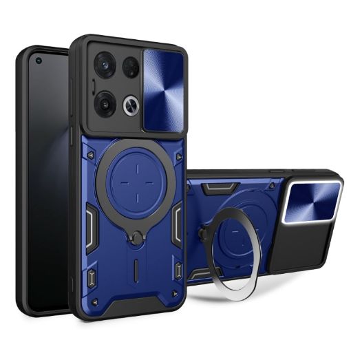 OPPO Reno8 Pro 5G Blue Camshield Magnetic Holder Phone Case - 1