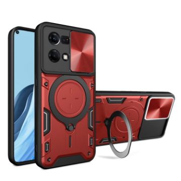 OPPO Reno7/F21 Pro 4G Red Camshield Magnetic Holder Phone Case - 1
