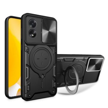 OPPO A38 4G Global CD Texture Camshield Magnetic Holder Case Black - 1