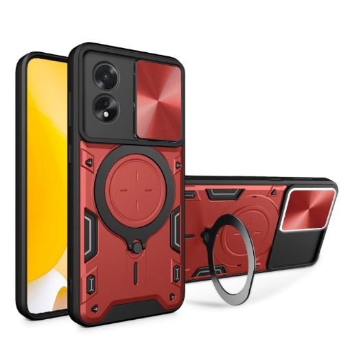 OPPO A38 4G Global CD Texture Camshield Magnetic Holder Case Red - 1