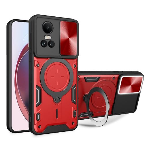 OPPO Reno10 5G Red Camshield Magnetic Holder Case - Global CD Texture - 1