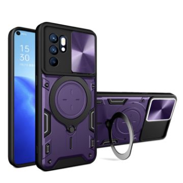 OPPO Reno 6 4G Purple Camshield Magnetic Holder Phone Case - 1