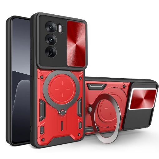 OPPO Reno12 5G Red Camshield Magnetic Holder Phone Case Global CD Texture - 1