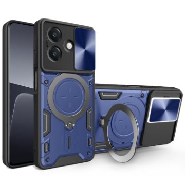 OPPO A3x 5G/4G CD Texture Camshield Magnetic Holder Case Blue - 1