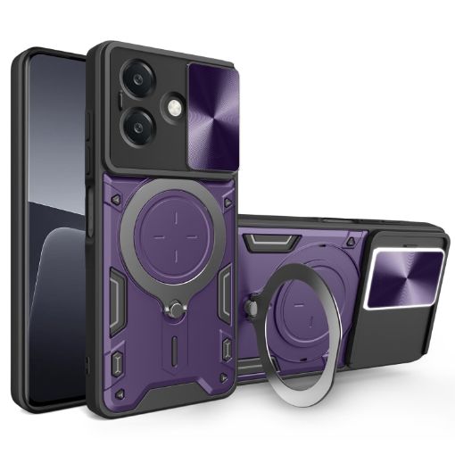 OPPO A3x 5G/4G CD Texture Camshield Magnetic Holder Case Purple - 1