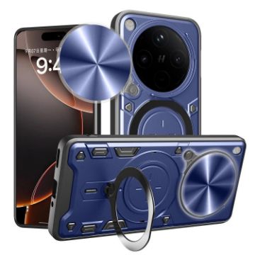OPPO Find X8 Blue Camshield Magnetic Holder Phone Case with CD Texture - 1