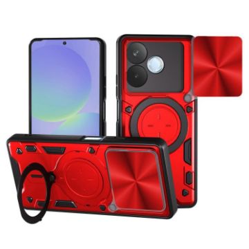 OPPO A5 Pro 5G Red Case - CD Texture, Sliding Camshield, Magnetic Holder - 1