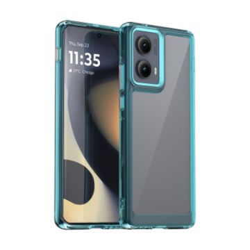 Motorola Edge 2024 Transparent Blue Acrylic TPU Phone Case - 1