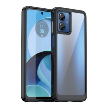 Motorola Moto G14 Acrylic Hybrid TPU Phone Case - Black, Colorful Series - 1