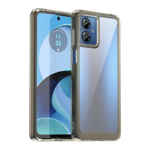 Motorola Moto G14 Acrylic Hybrid TPU Phone Case - Transparent Grey - 1