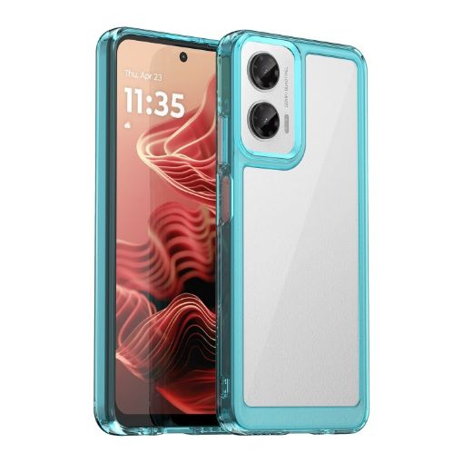 Moto G35 5G Colorful Series Acrylic TPU Case - Transparent Blue - 1