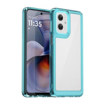 Motorola Moto G55 5G Acrylic Hybrid TPU Case - Transparent Blue - 1