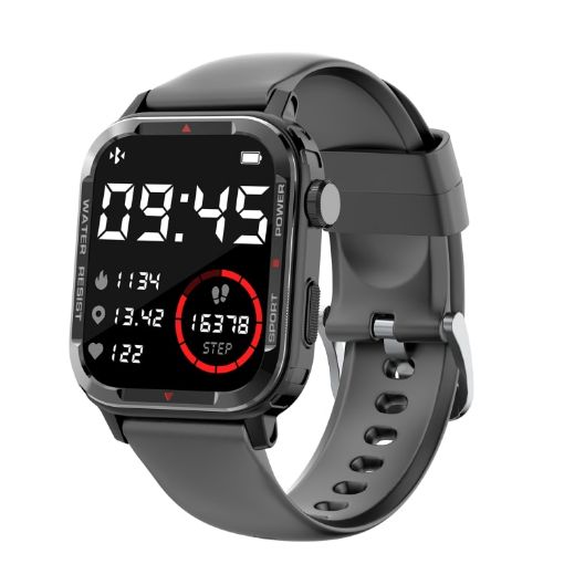 G96 Rugged Smart Watch 1.85" HD Screen, Bluetooth Calling, Heart Rate/Blood Oxygen Monitoring (Black) - 1