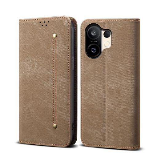 Vivo S30 Pro Mini Khaki Denim Texture Flip Leather Phone Case - 1