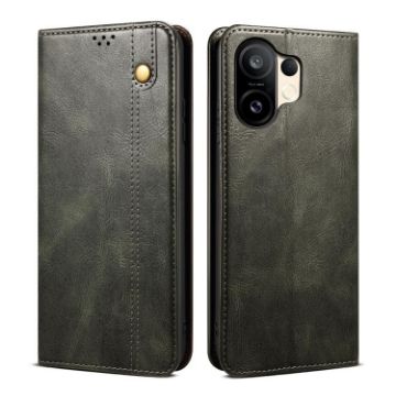 Vivo S30 Pro Mini Green Leather Phone Case - Oil Wax Crazy Horse Texture - 1
