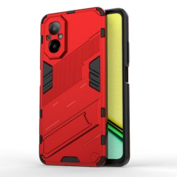 Realme C67 4G Global Punk Armor Phone Case with Holder - Red - 1