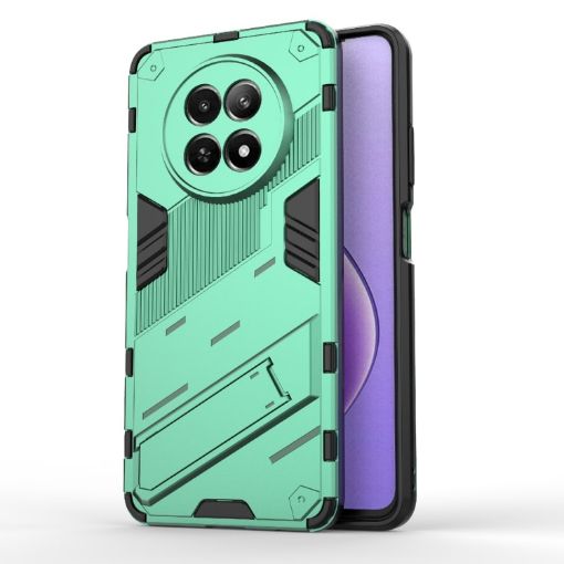 Realme 12 5G Global Punk Armor Phone Case with Holder - Green - 1